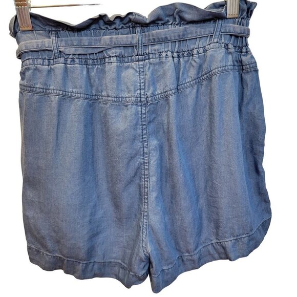 Thread & Supply Sz Small Blue Pull On Cloth Belt PaperBag Waist Chambray Shorts - Picture 7 of 7